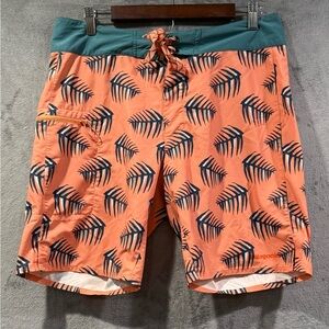 Patagonia Boardshorts Mens 32 Stretch Planing Tate Orange Swim Shorts Fish Beach
